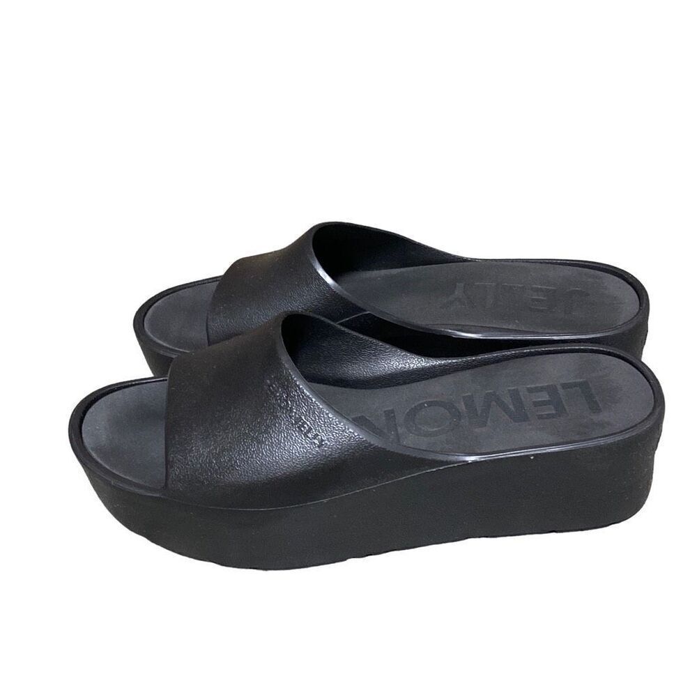 Lemon Jelly  Sunny Black Jelly Platform Sandal Size 40